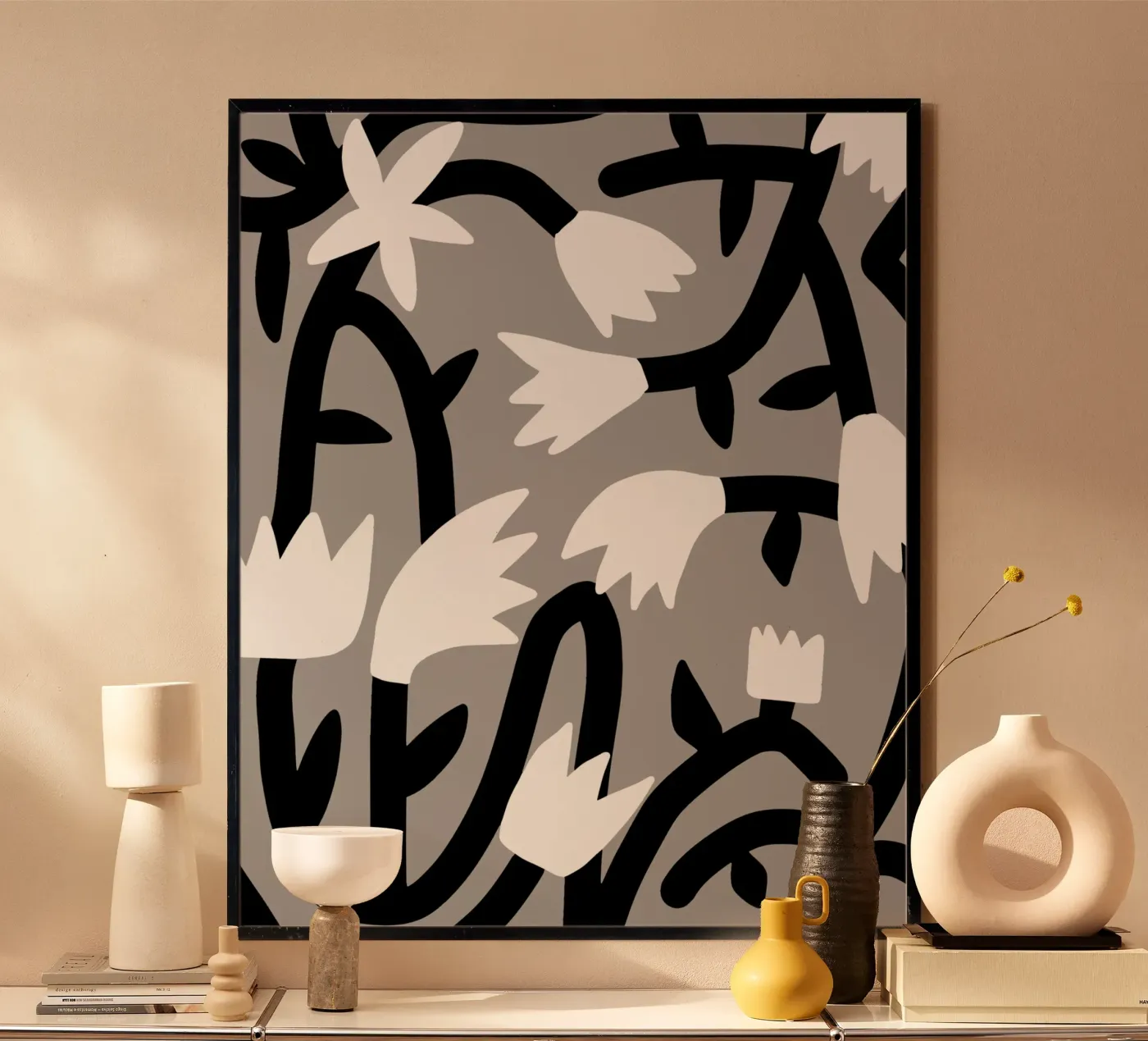 Bianco e nero floreale poster da Little Dean