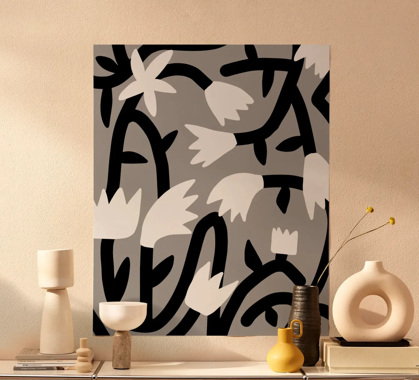 Bianco e nero floreale poster da Little Dean