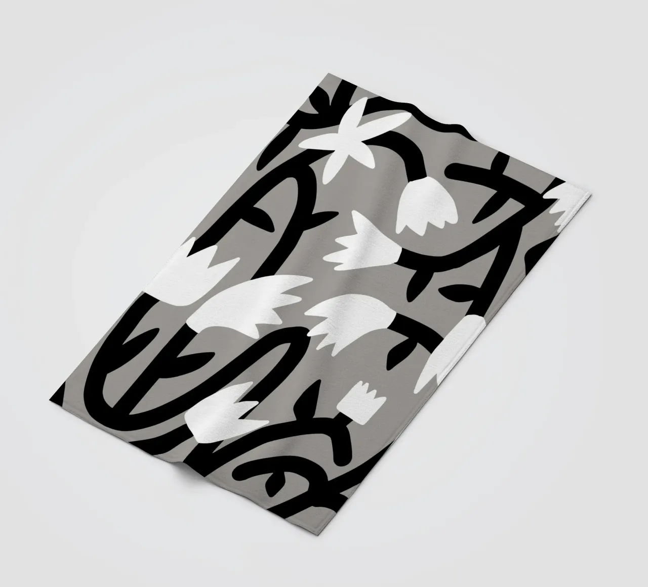 Bianco e nero floreale coperta in pile da Little Dean