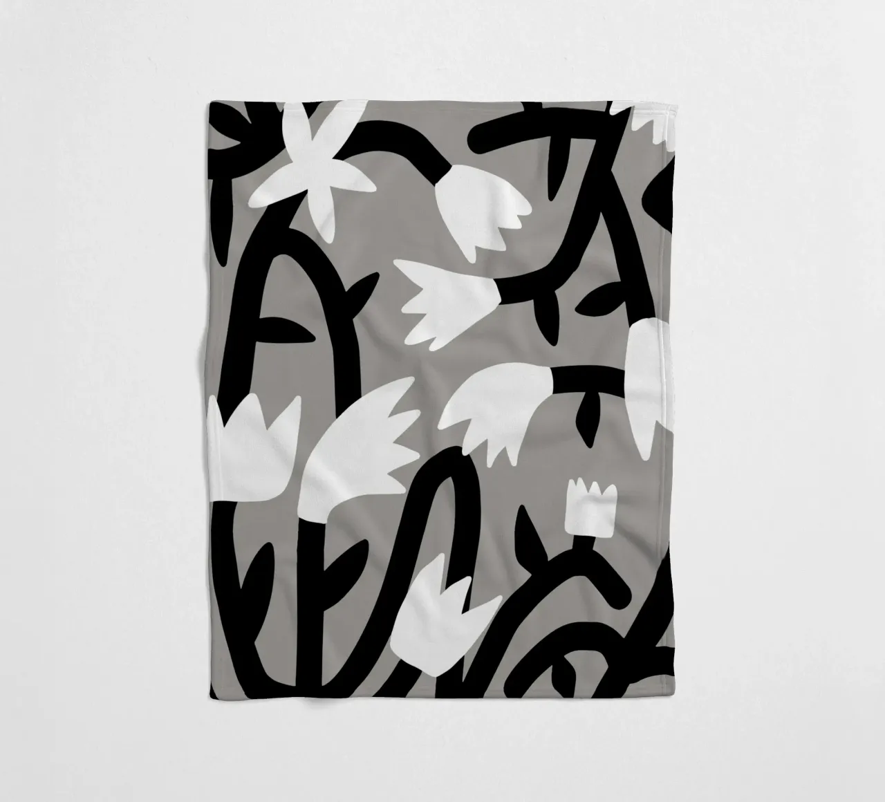 Bianco e nero floreale coperta in pile da Little Dean