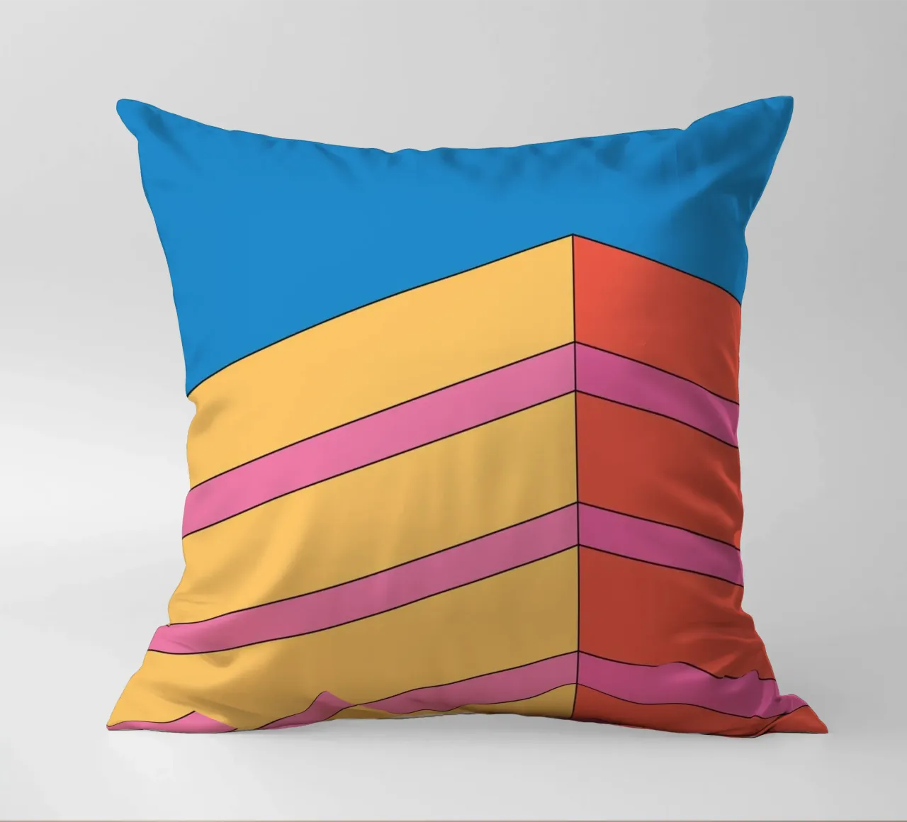 Prospettiva edificio audacemente retrò cuscino da Retro Boy Art