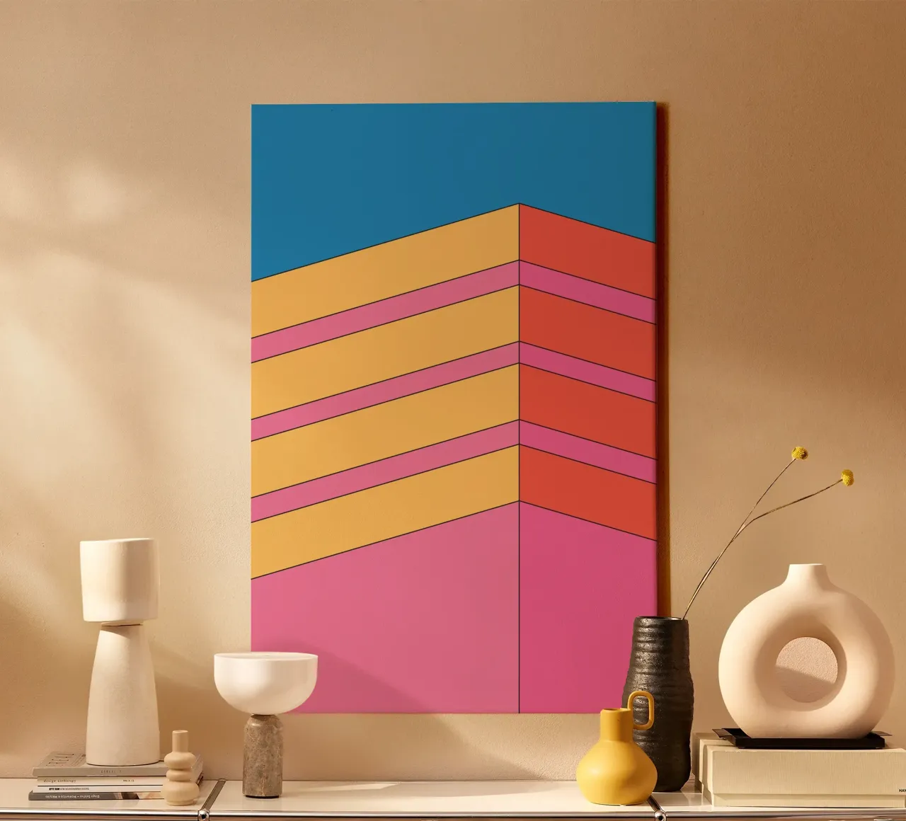 Prospettiva edificio audacemente retrò tela da Retro Boy Art