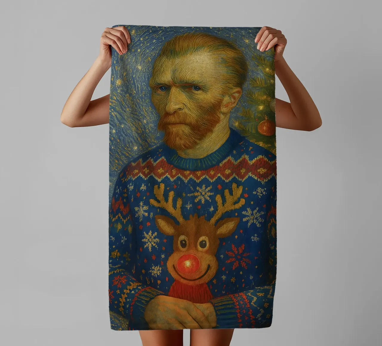 VINCENT VAN GOGH IN MAGLIONE NATALIZIO asciugamano da bagno da ARTOMATIC