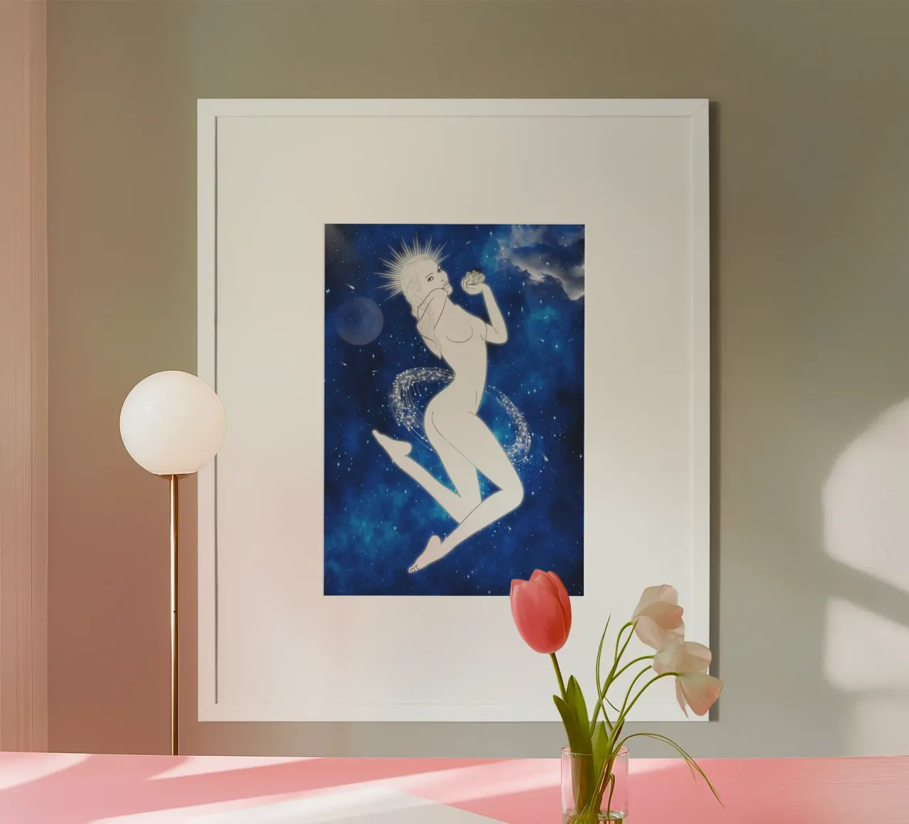 DEA DELLA GALASSIA poster con telaio in alluminio da ARTOMATIC