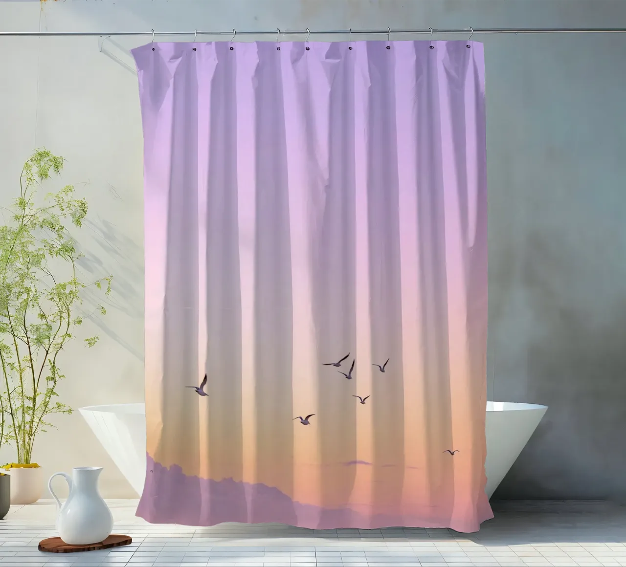 bird on the gradient sky tenda da doccia da rooka
