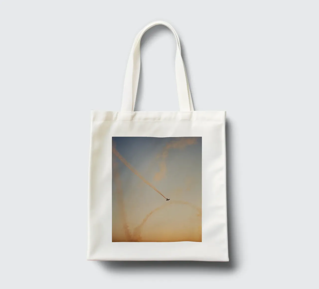 plane print on sky borsa in juta da rooka