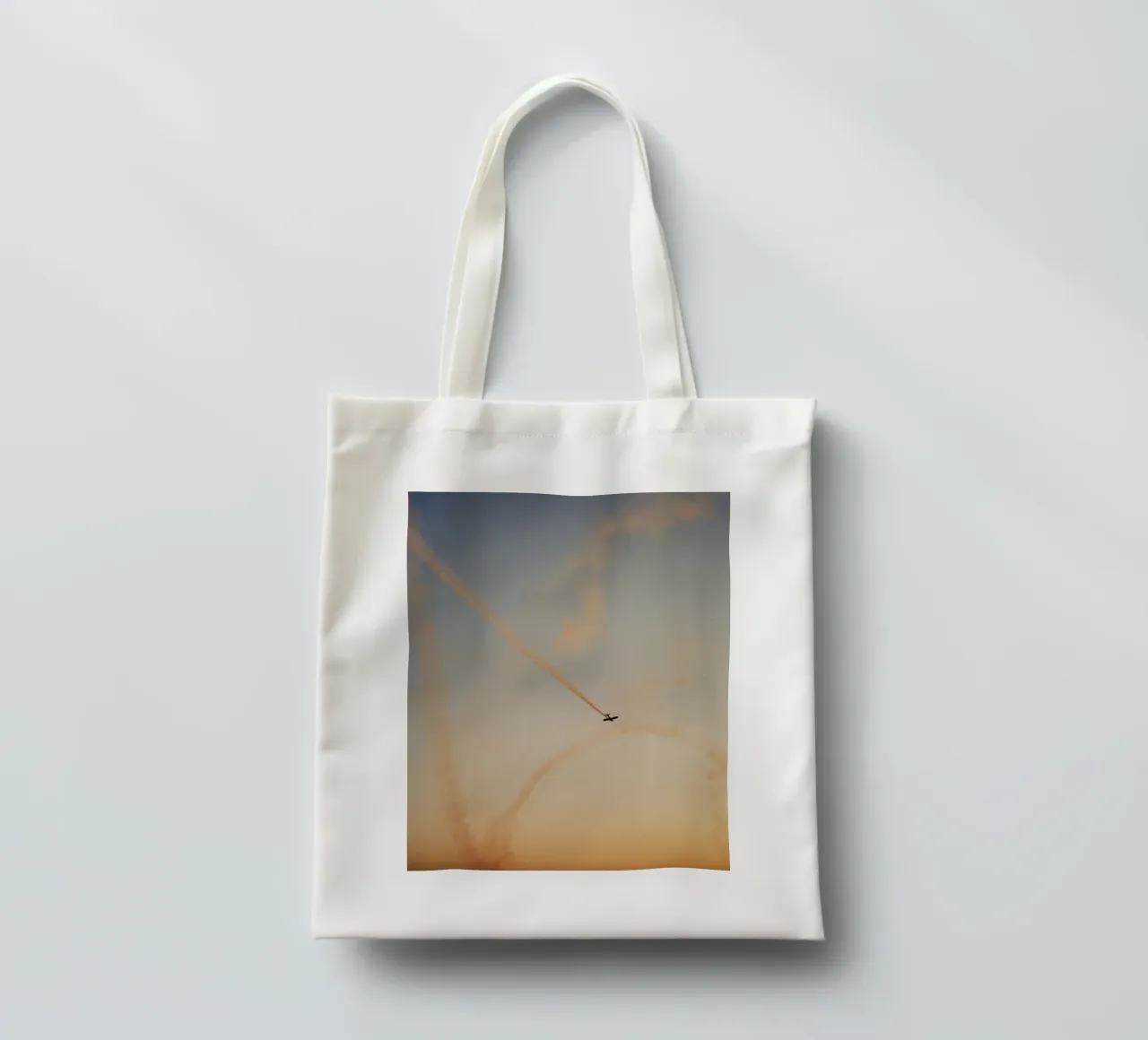 plane print on sky borsa in juta da rooka