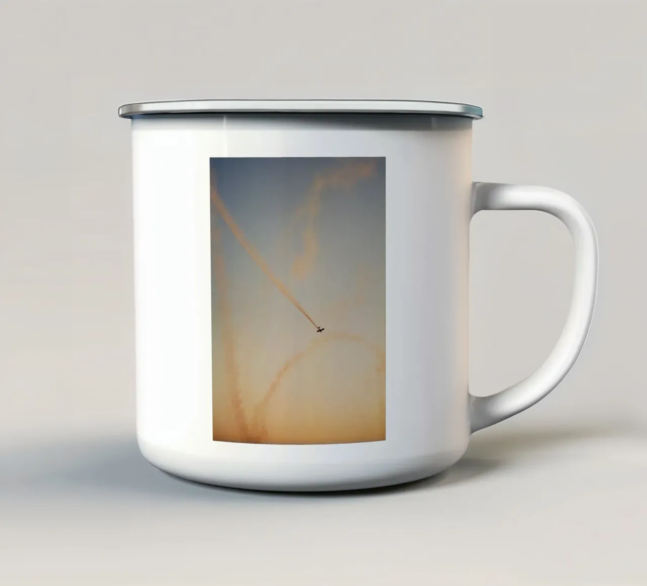 plane print on sky tazza in smalto da rooka