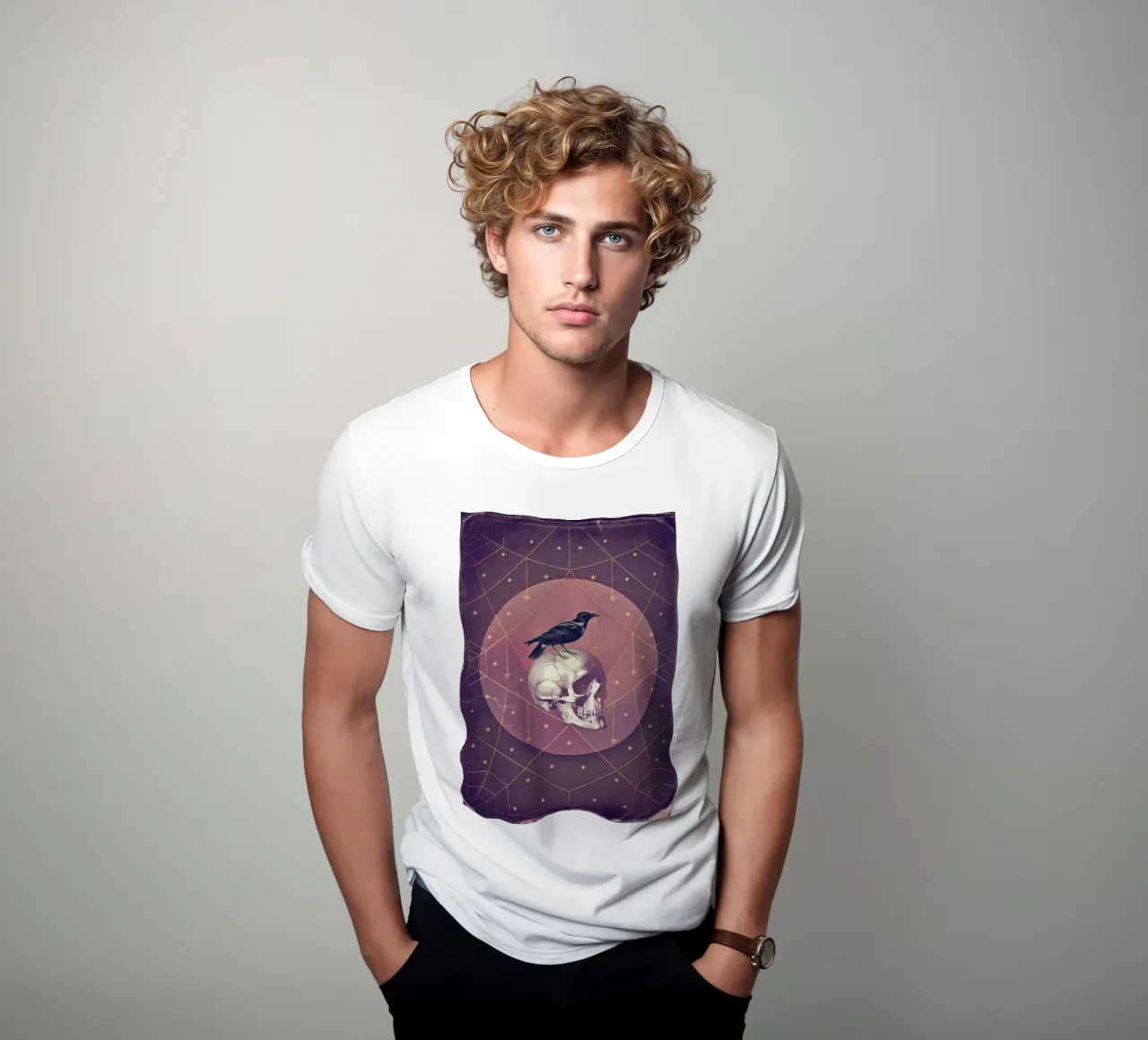 Collage di corvi e teschi t-shirt da Eva Nev