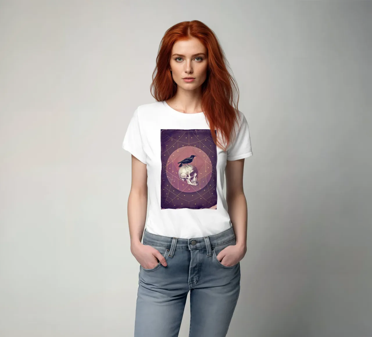 Collage di corvi e teschi t-shirt da Eva Nev