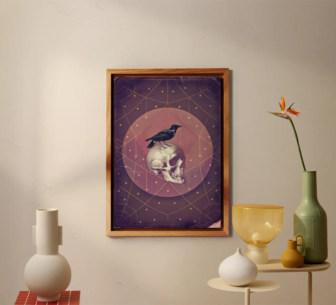 Collage di corvi e teschi alluminio dibond da Eva Nev