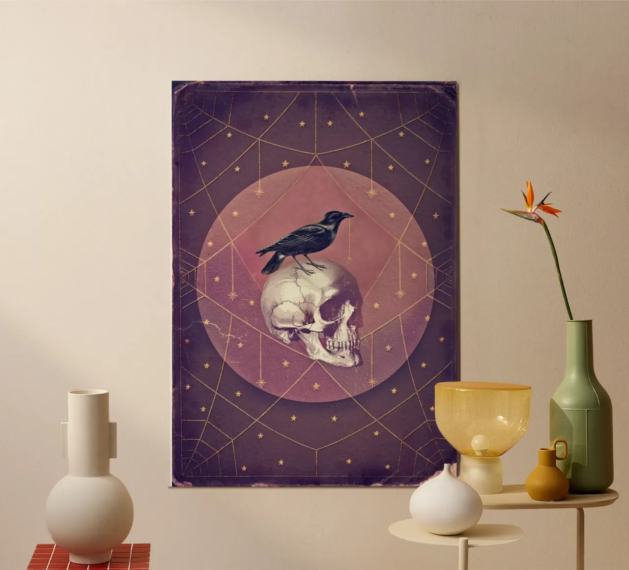 Collage di corvi e teschi carta hahnemühle da Eva Nev