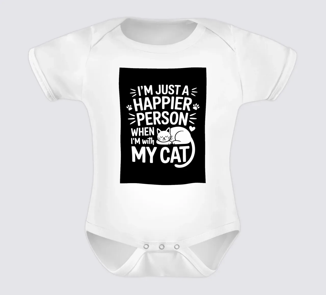 Sono una persona più felice quando sono con il mio gatto body neonato maniche corte da Benjamin Pelletier