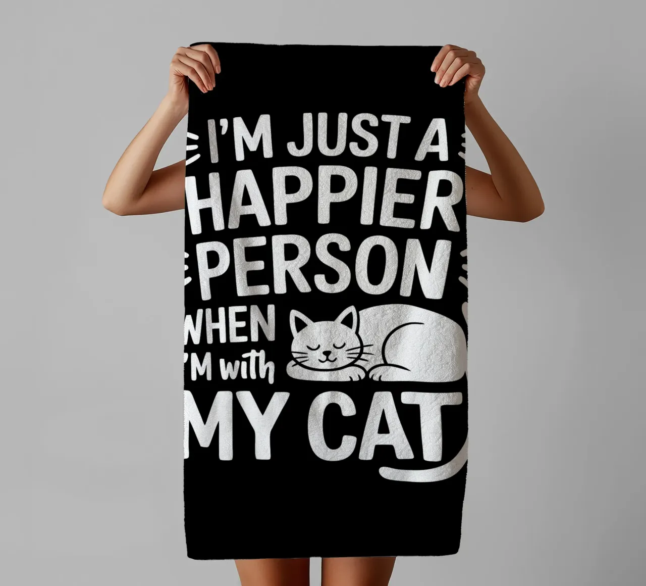 Sono una persona più felice quando sono con il mio gatto asciugamano da bagno da Benjamin Pelletier