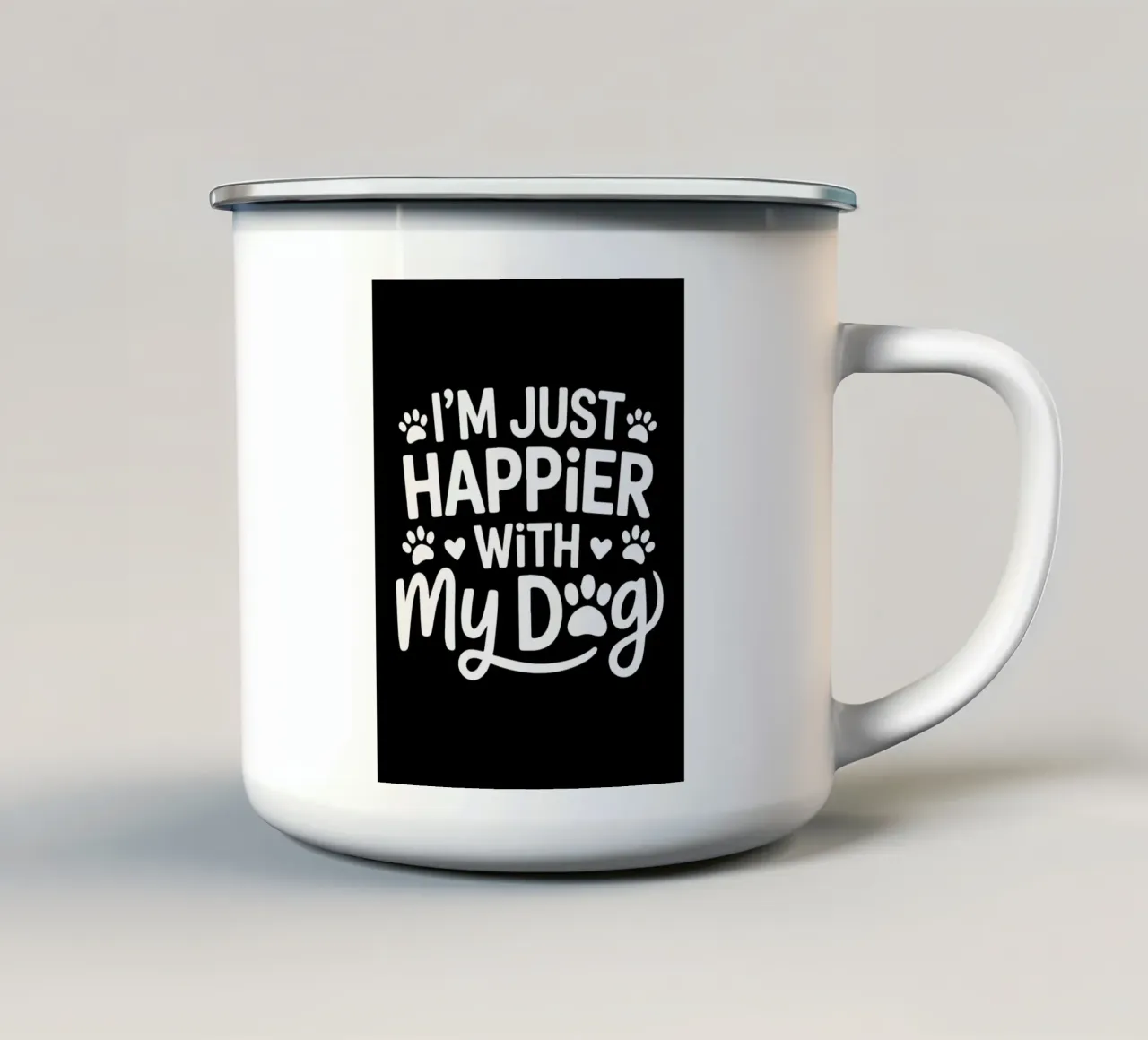 Sono più felice con il mio cane tazza in smalto da Benjamin Pelletier