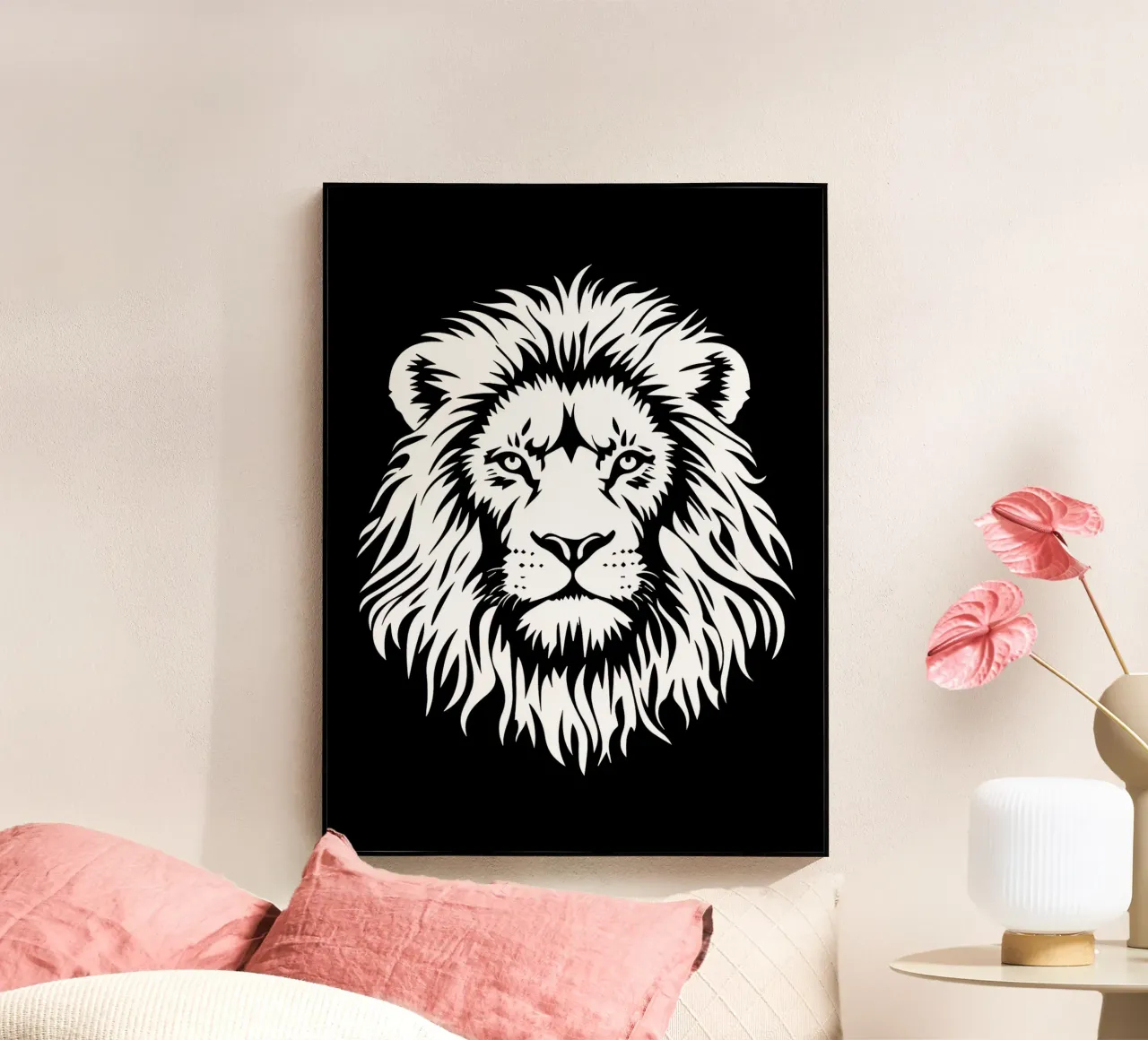 Silhouet leeuwenkop acryl van Benjamin Pelletier