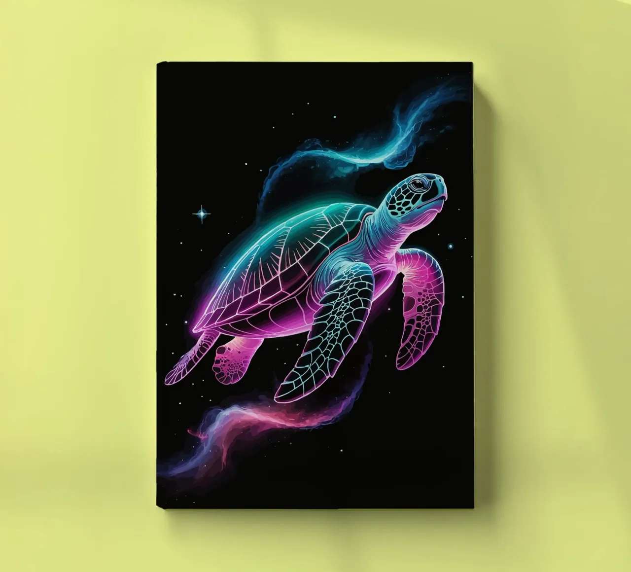 Neon Turtle in Space notebook by Benjamin Pelletier