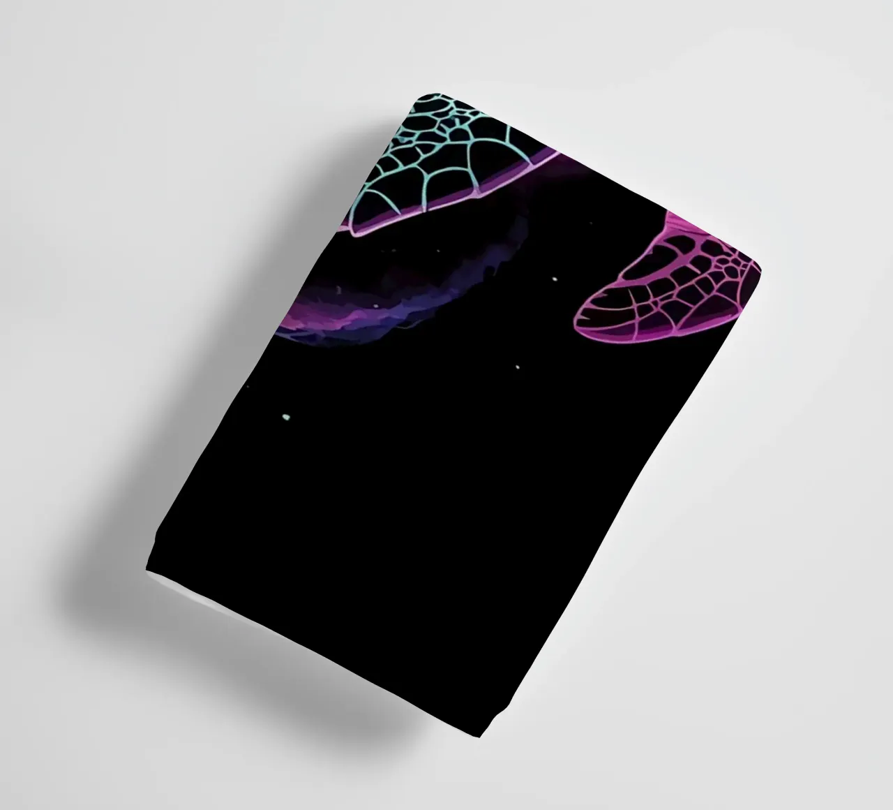 Neon Turtle in Space towel by Benjamin Pelletier