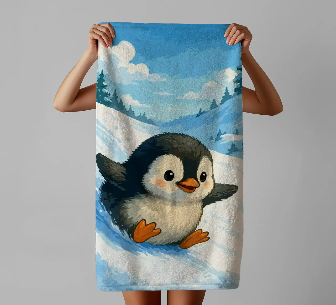 Scivolate sui pinguini e corse invernali asciugamano da bagno da Benjamin Pelletier
