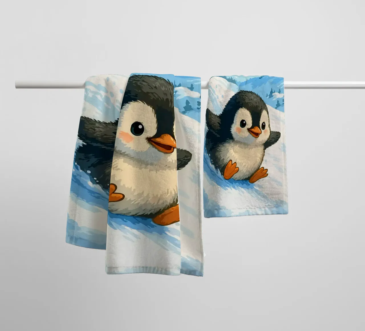 Scivolate sui pinguini e corse invernali asciugamano da bagno da Benjamin Pelletier