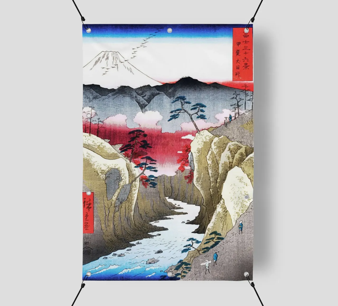 Il Monte Fuji e gli uccelli telo in pvc da Retrorise