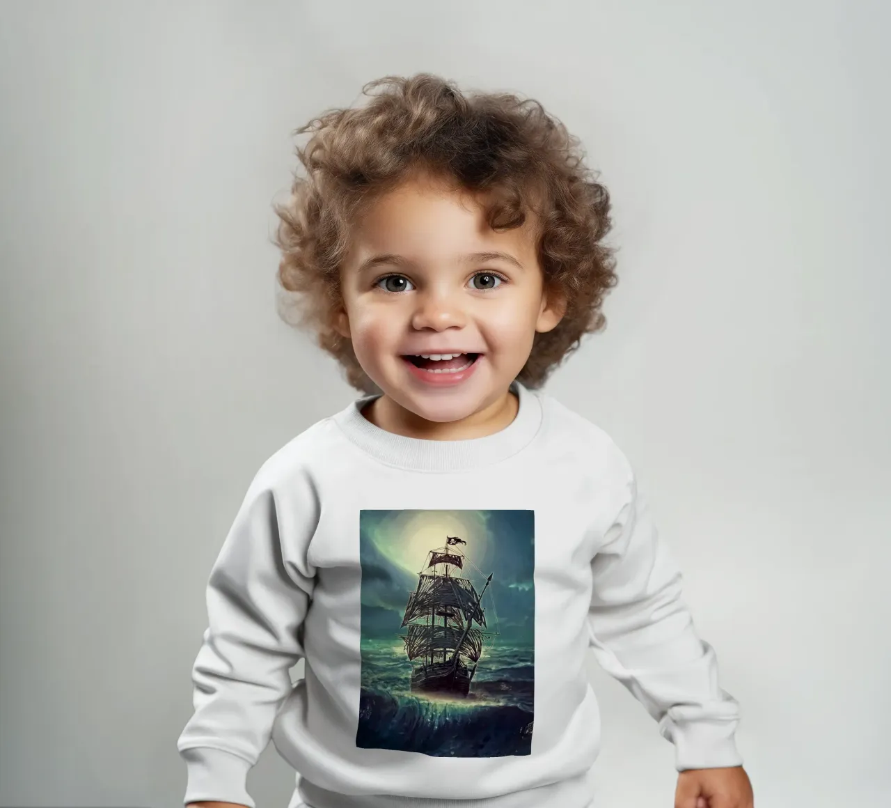 Nave pirata fantasma di notte felpa neonato da Eva Nev