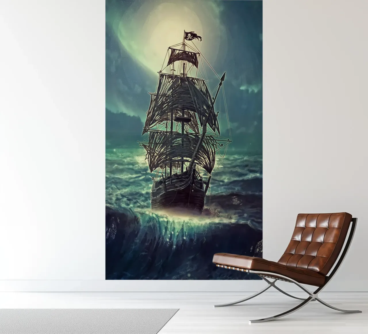 Geister-Piratenschiff bei Nacht Fototapete von Eva Nev