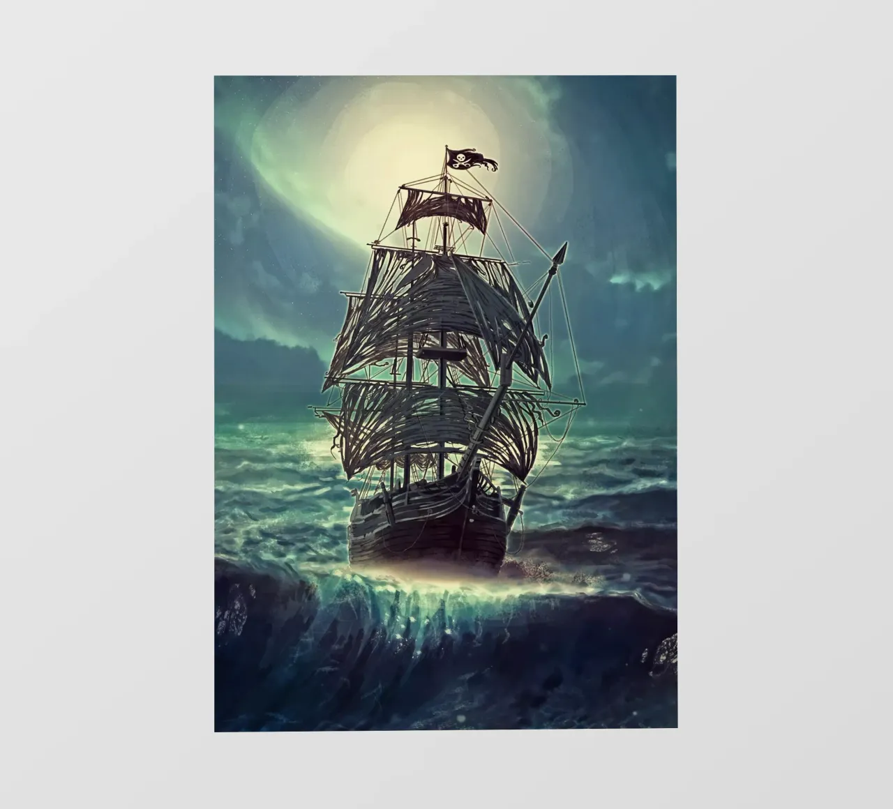 Geister-Piratenschiff bei Nacht Fototapete von Eva Nev