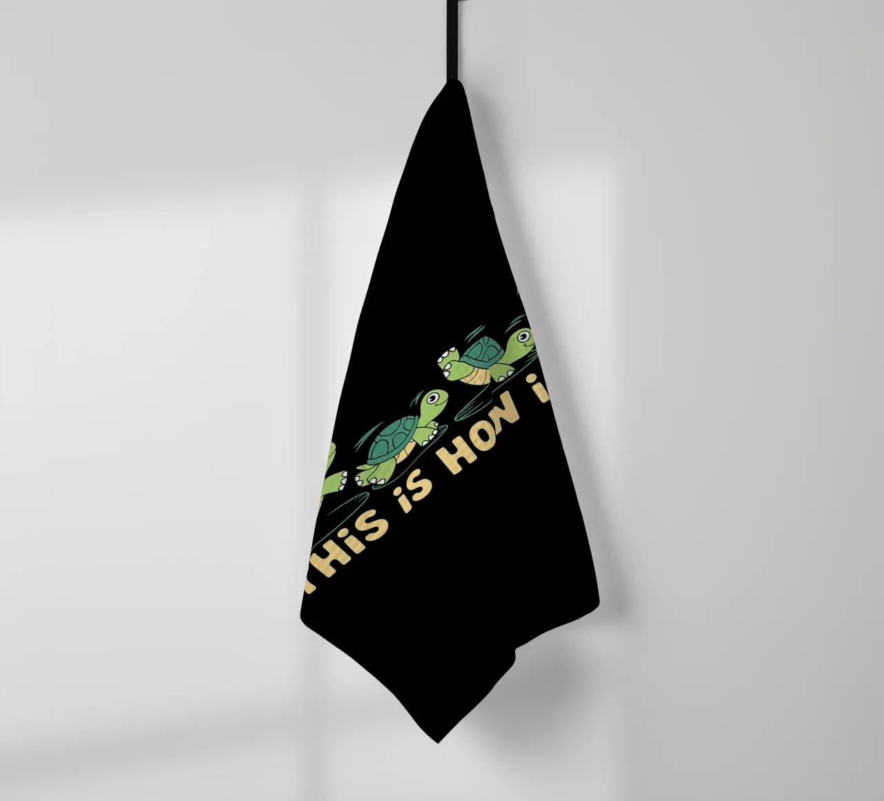 Slow and Steady This Is How I Roll Funny Turtles tea towel by Benjamin Pelletier