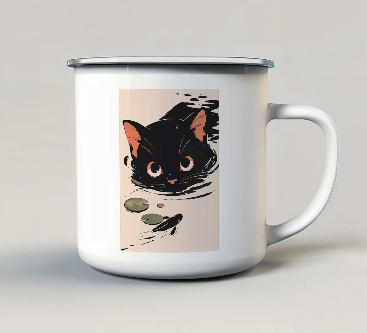 Giglio d'acqua Gatto nero tazza in smalto da Benjamin Pelletier