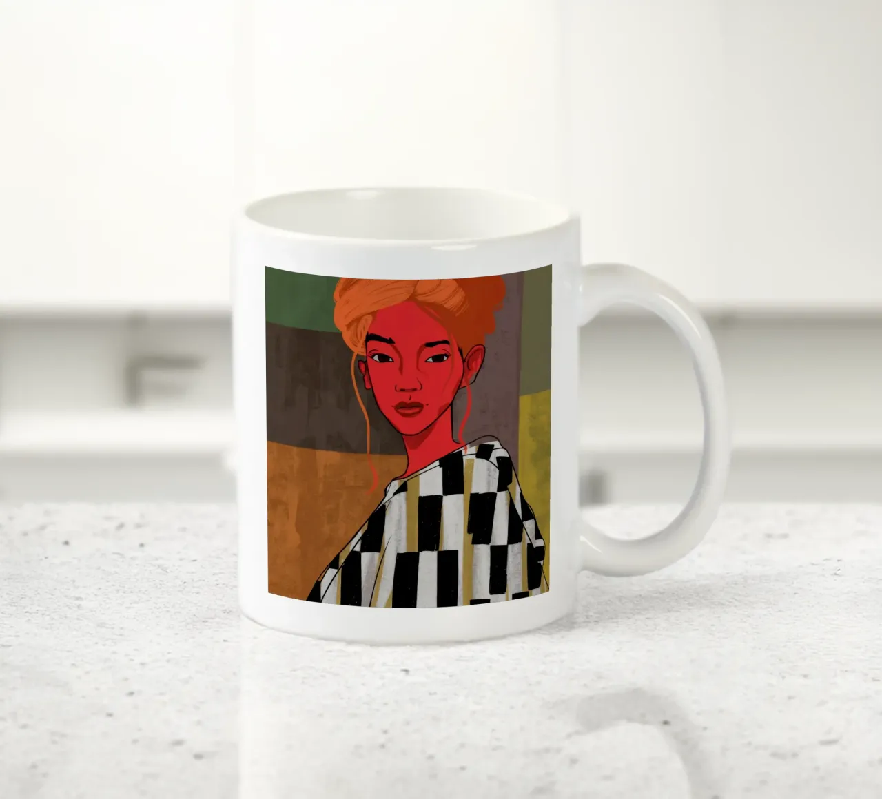Contemplazione fredda a scacchi tazza in ceramica da Katarsis Mann
