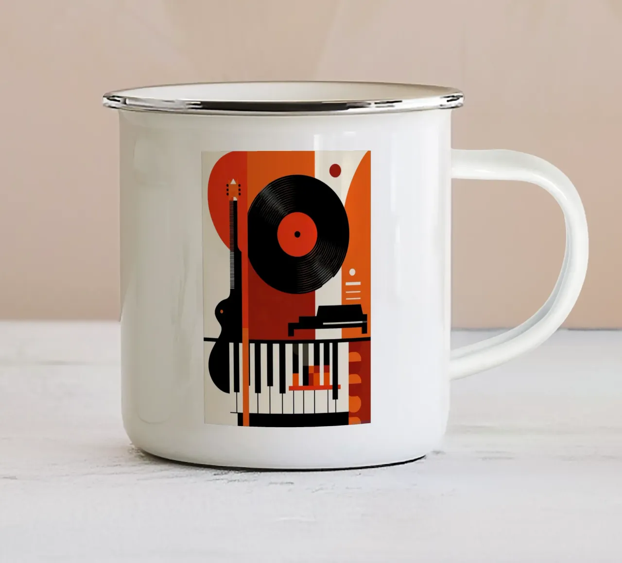 Composizione astratta di strumenti musicali tazza in smalto da VintageShop