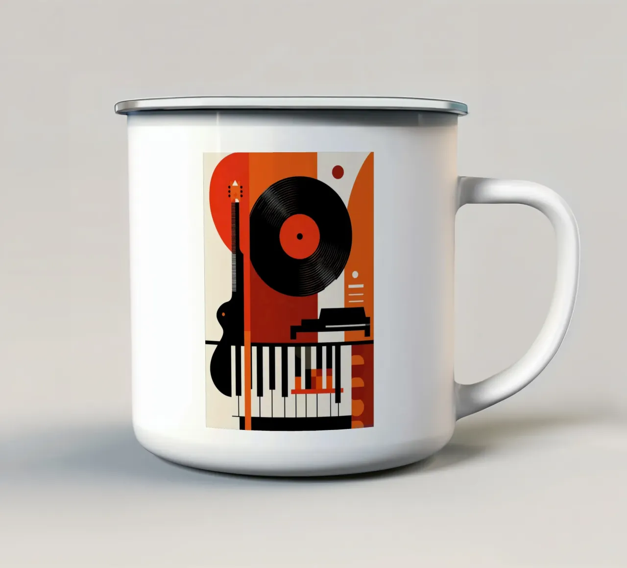 Composizione astratta di strumenti musicali tazza in smalto da VintageShop