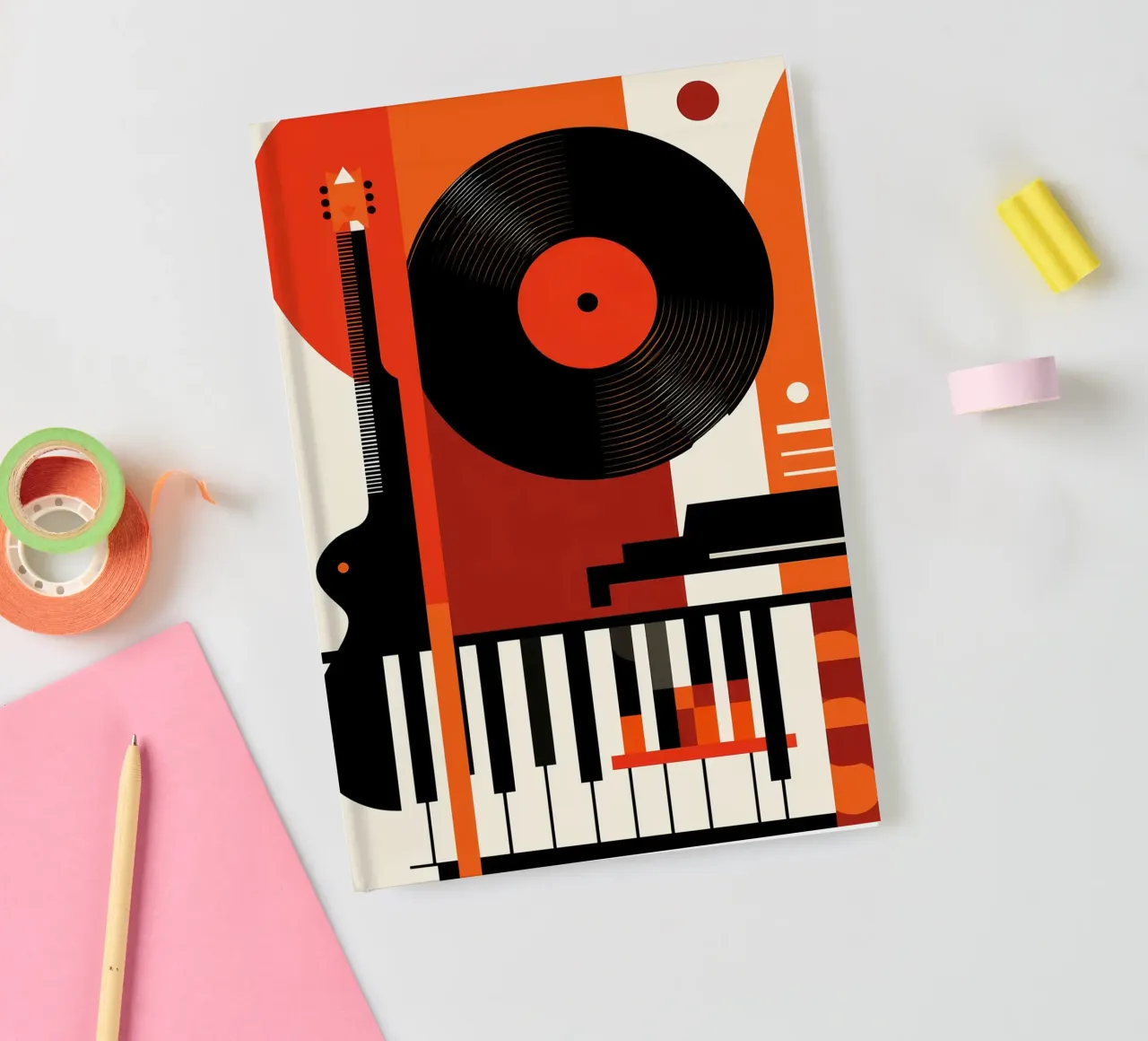 Abstract Musical Instruments Composition notebook by VintageShop