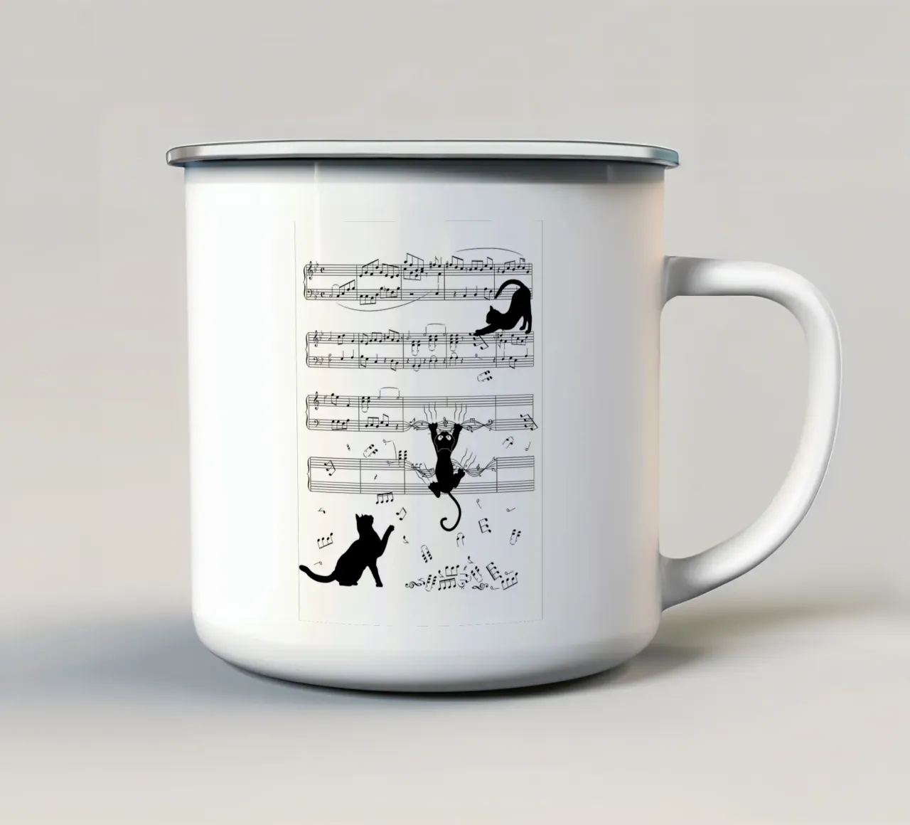 Katten spelen muziekleraar emaille mok van VintageShop