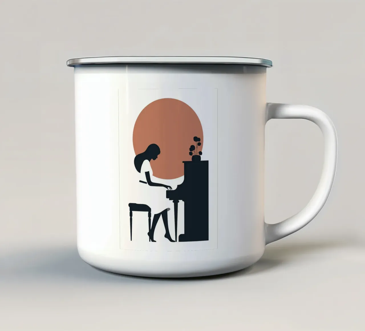 Elegant Piano Silhouette tazza in smalto da VintageShop