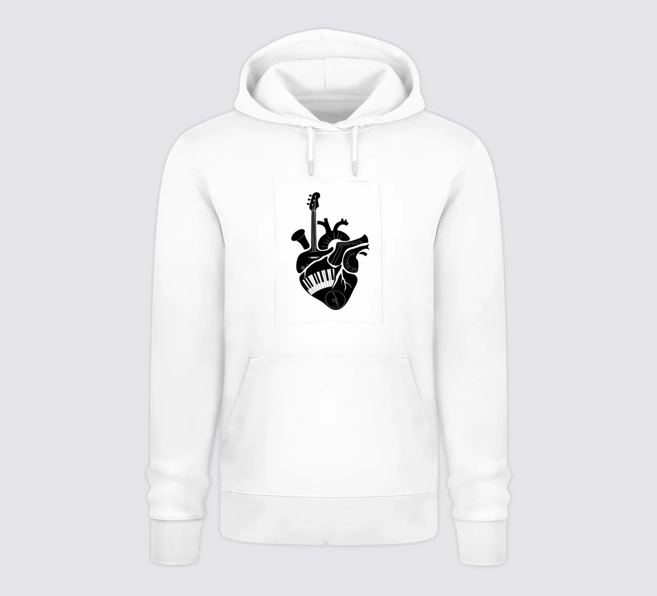 Anatomia musicale del cuore in bianco e nero felpa con cappuccio da VintageShop