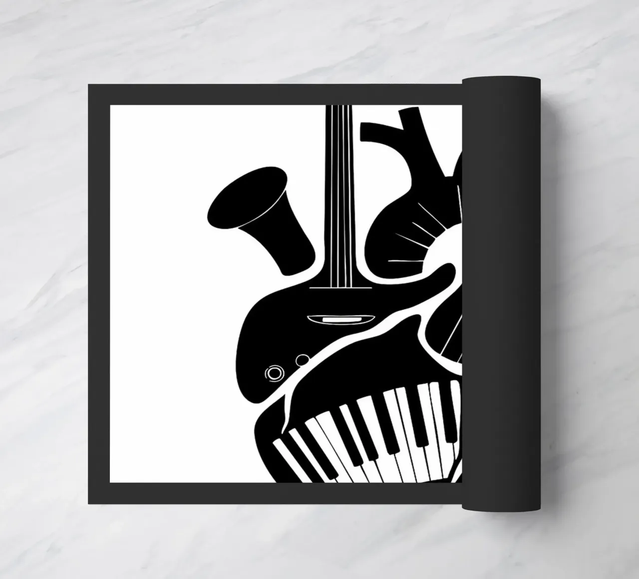 Anatomia musicale del cuore in bianco e nero zerbino da VintageShop