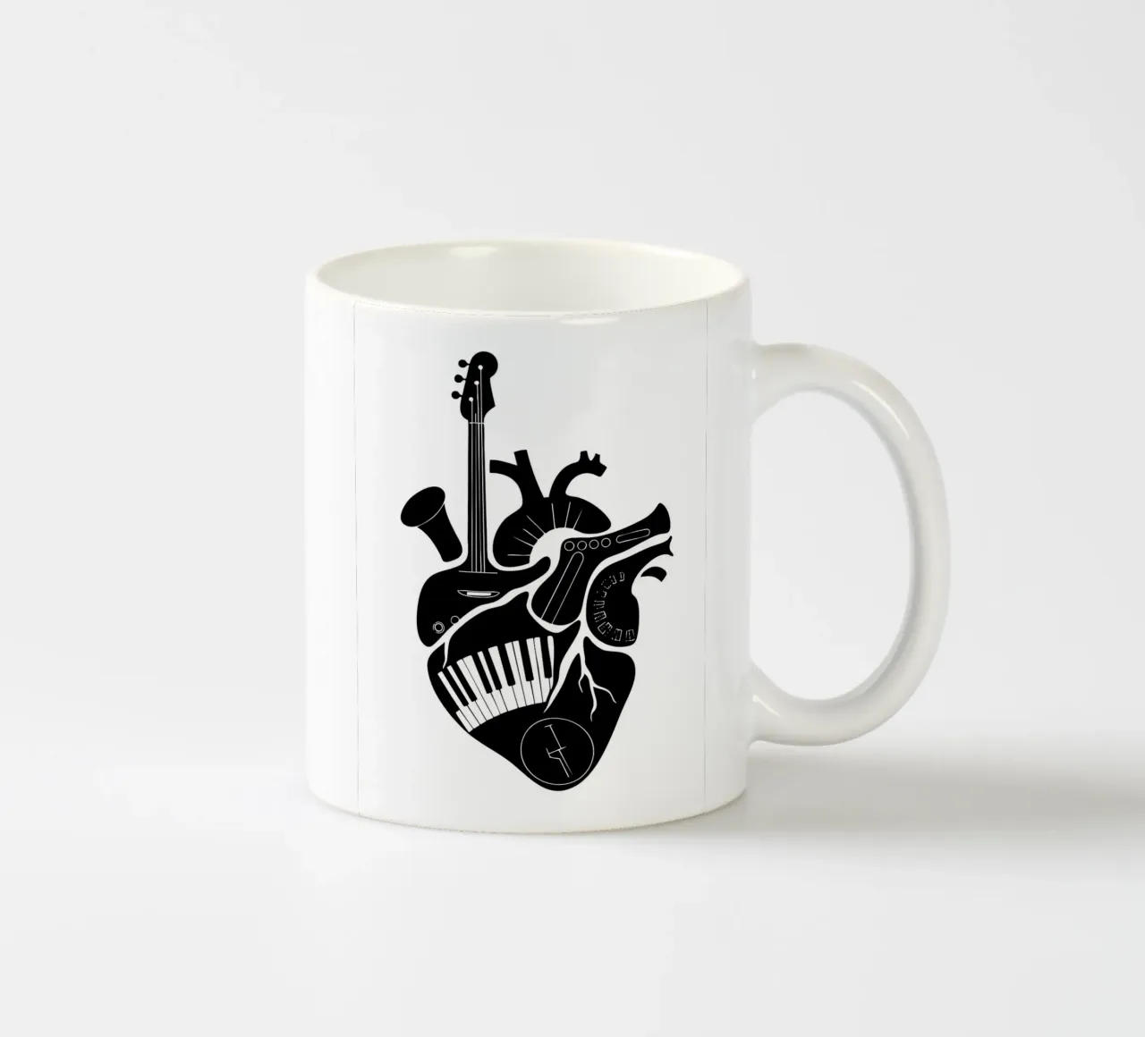 Anatomia musicale del cuore in bianco e nero tazza in ceramica da VintageShop