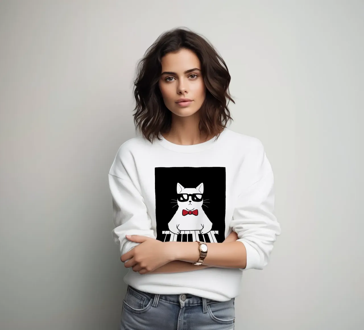 Piano Cat felpa da VintageShop
