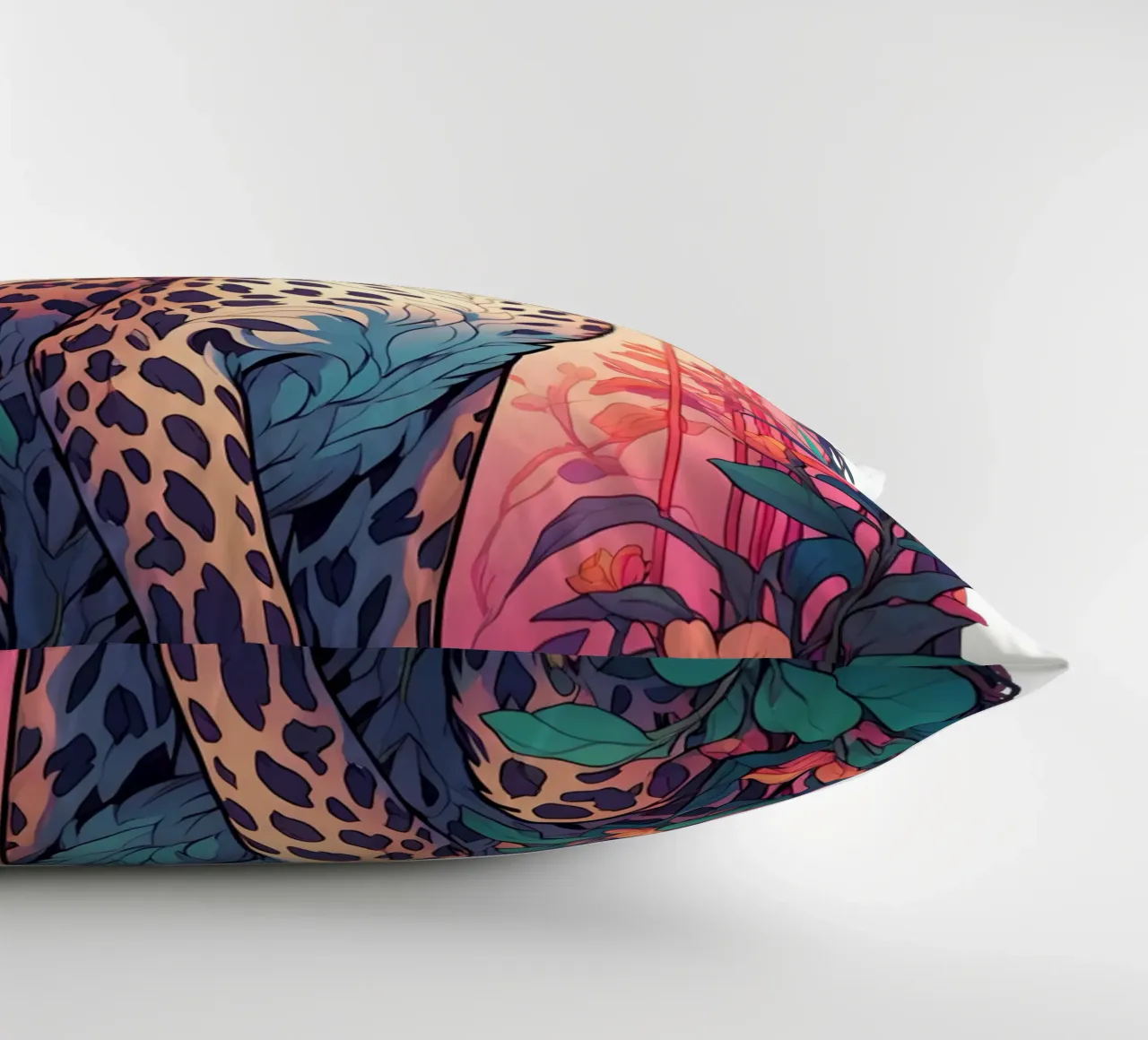 Leopard with Flowers Art Nouveau cuscino da Eva Nev