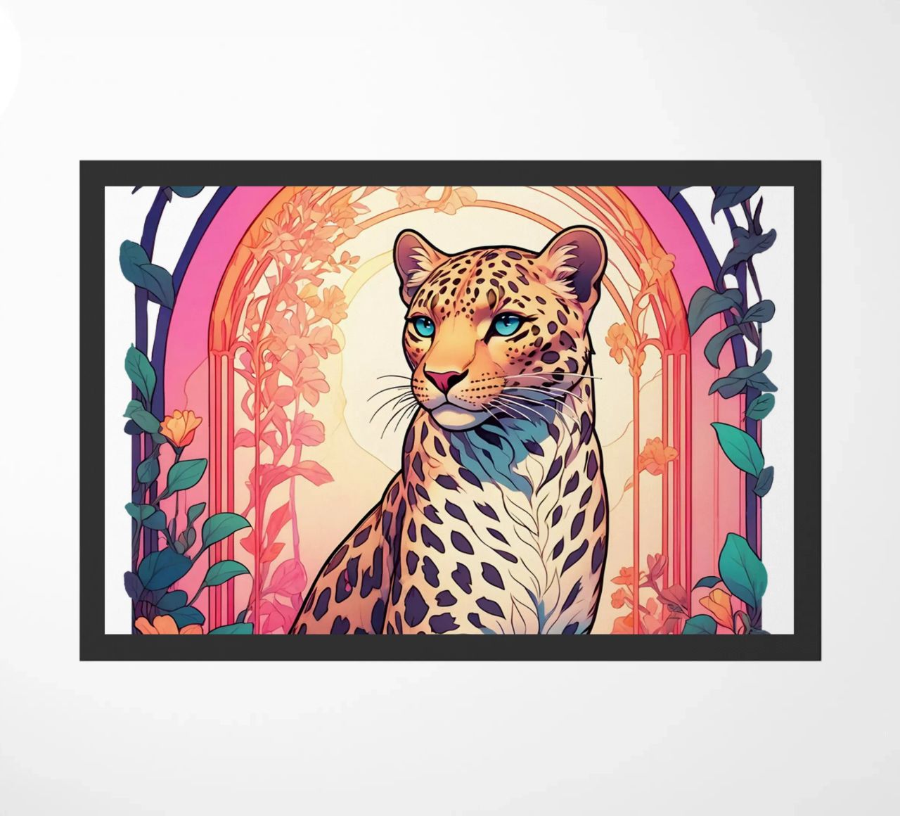 Leopard with Flowers Art Nouveau zerbino da Eva Nev