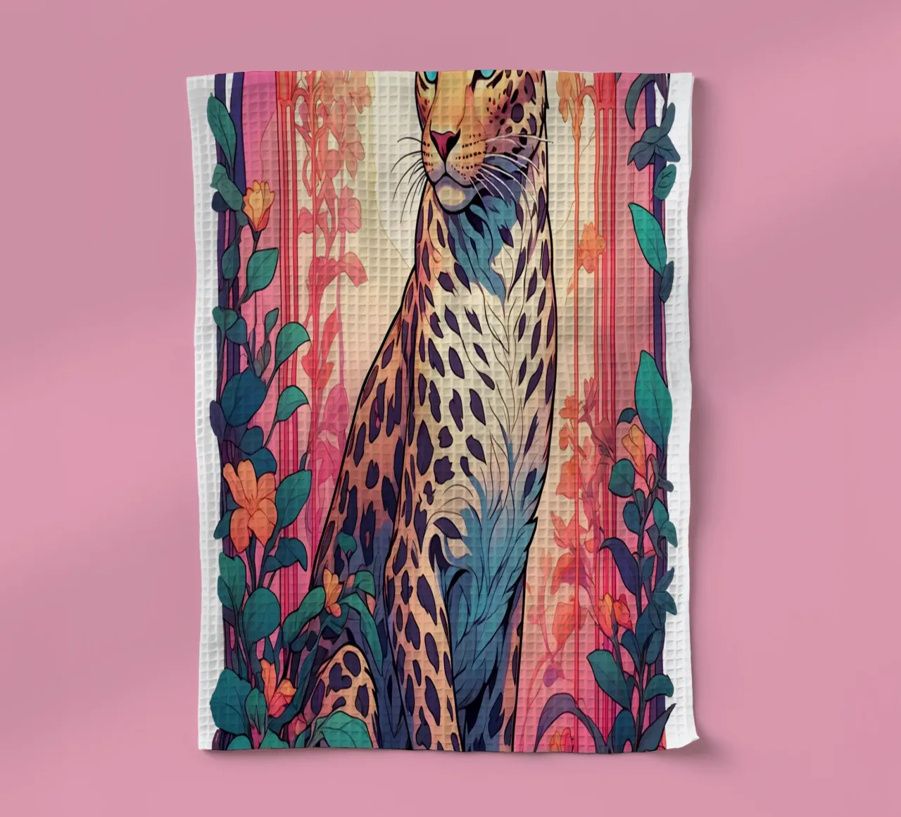Leopard with Flowers Art Nouveau canovaccio da cucina da Eva Nev