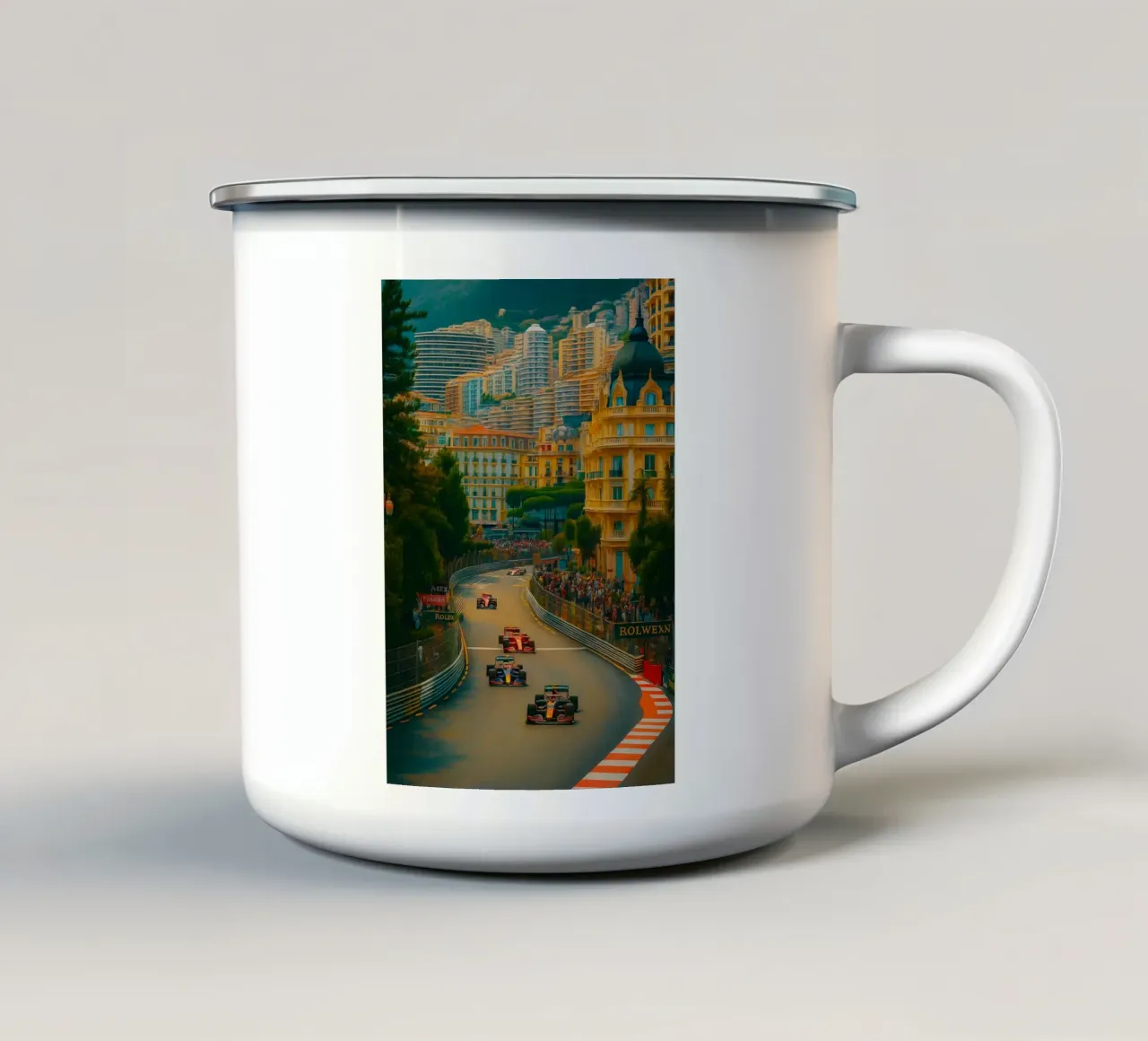 auto da corsa di formula fotografia retrò tazza in smalto da lottuz