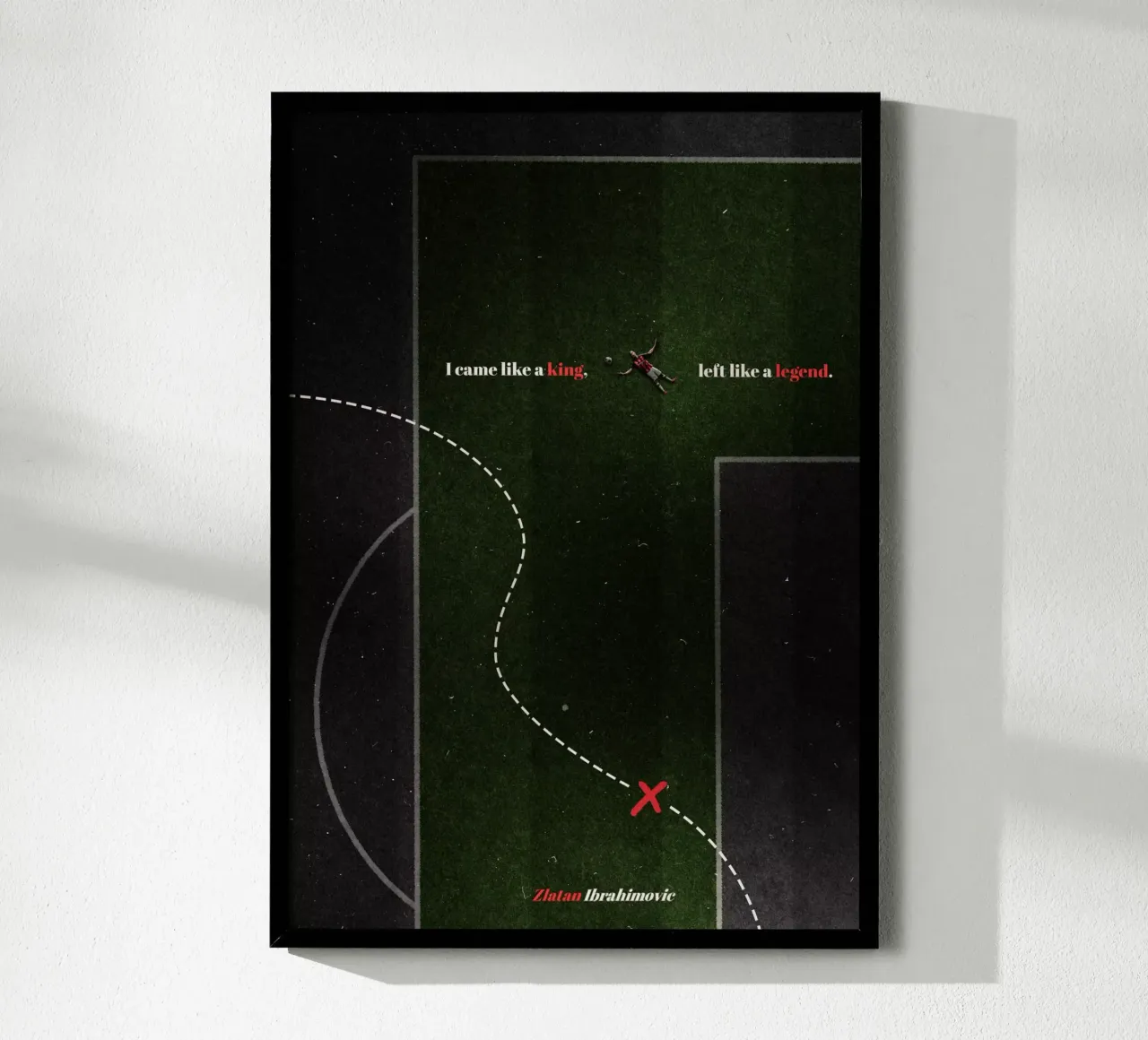 Zlatan Ibrahimovic - Fußball poster con telaio in legno da athlete.art