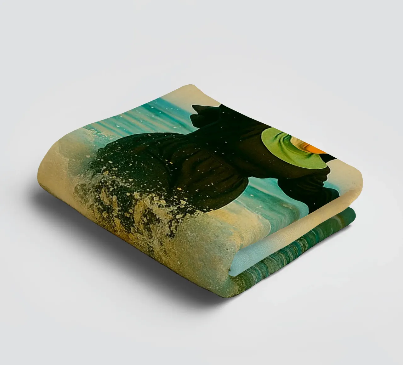 nun playing at the beach retro photography towel by lottuz