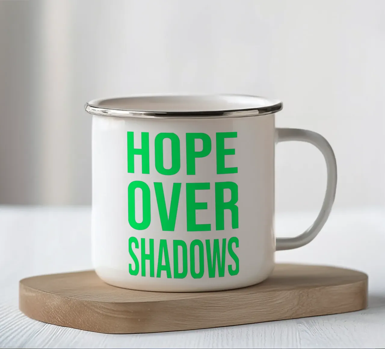 OVER Series- bold letters, brave values (5 colors) emaille mok van OVER SERIES