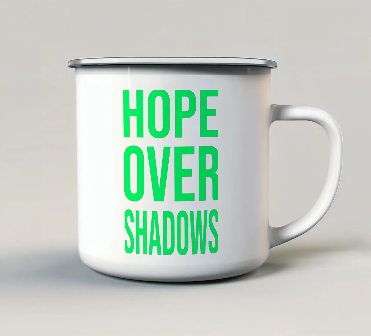 OVER Series- bold letters, brave values (5 colors) emaille mok van OVER SERIES