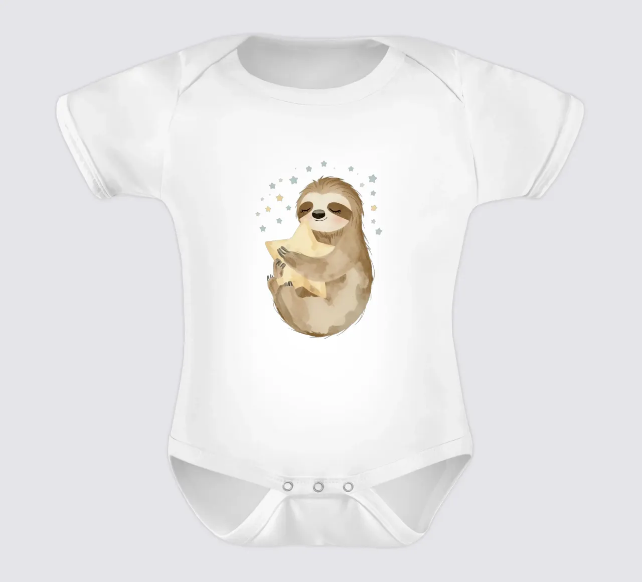 Mignon paresseux heureux serrant une étoile body bébé de DesignDoodle