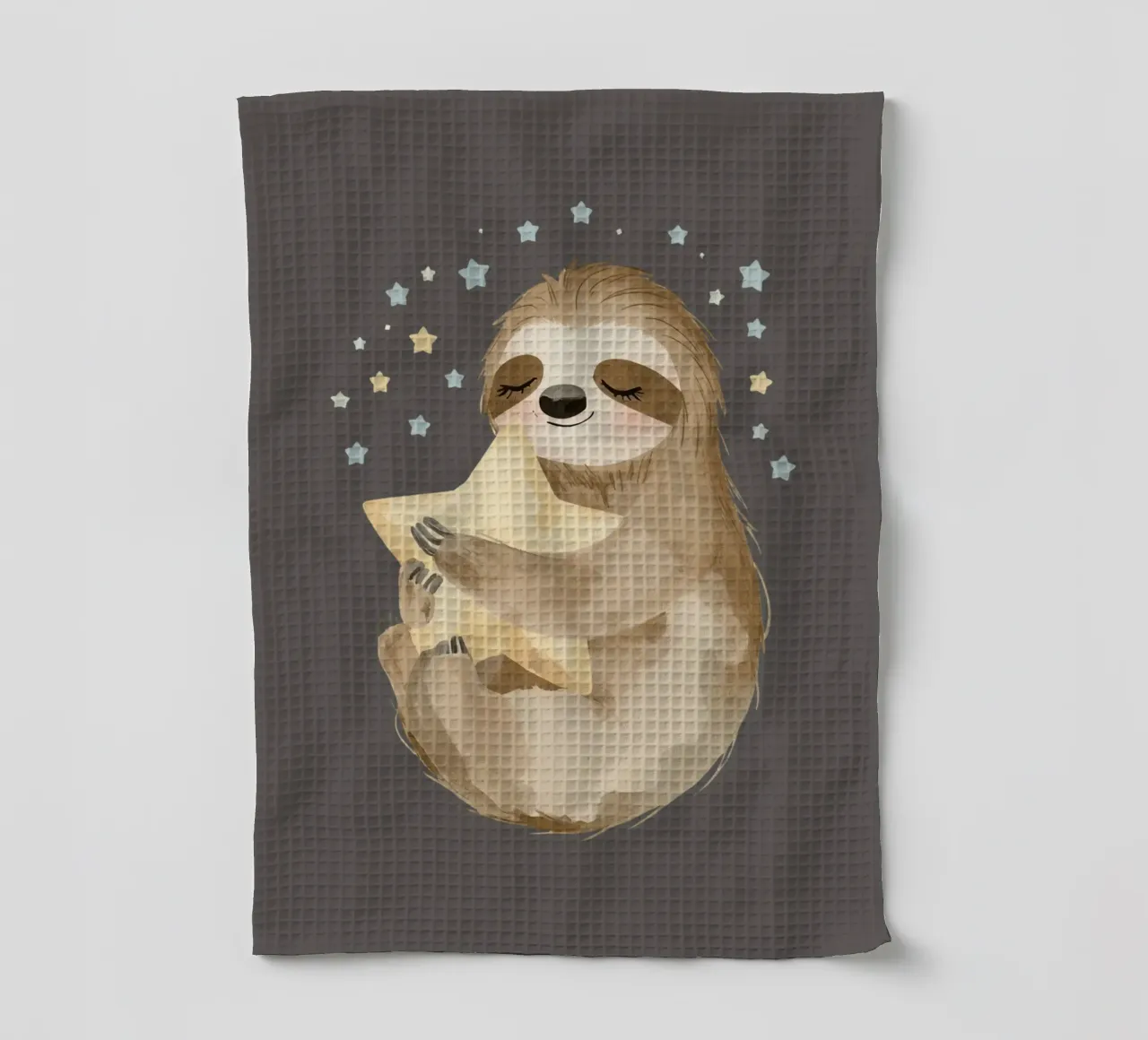Mignon paresseux heureux serrant une étoile torchon de DesignDoodle